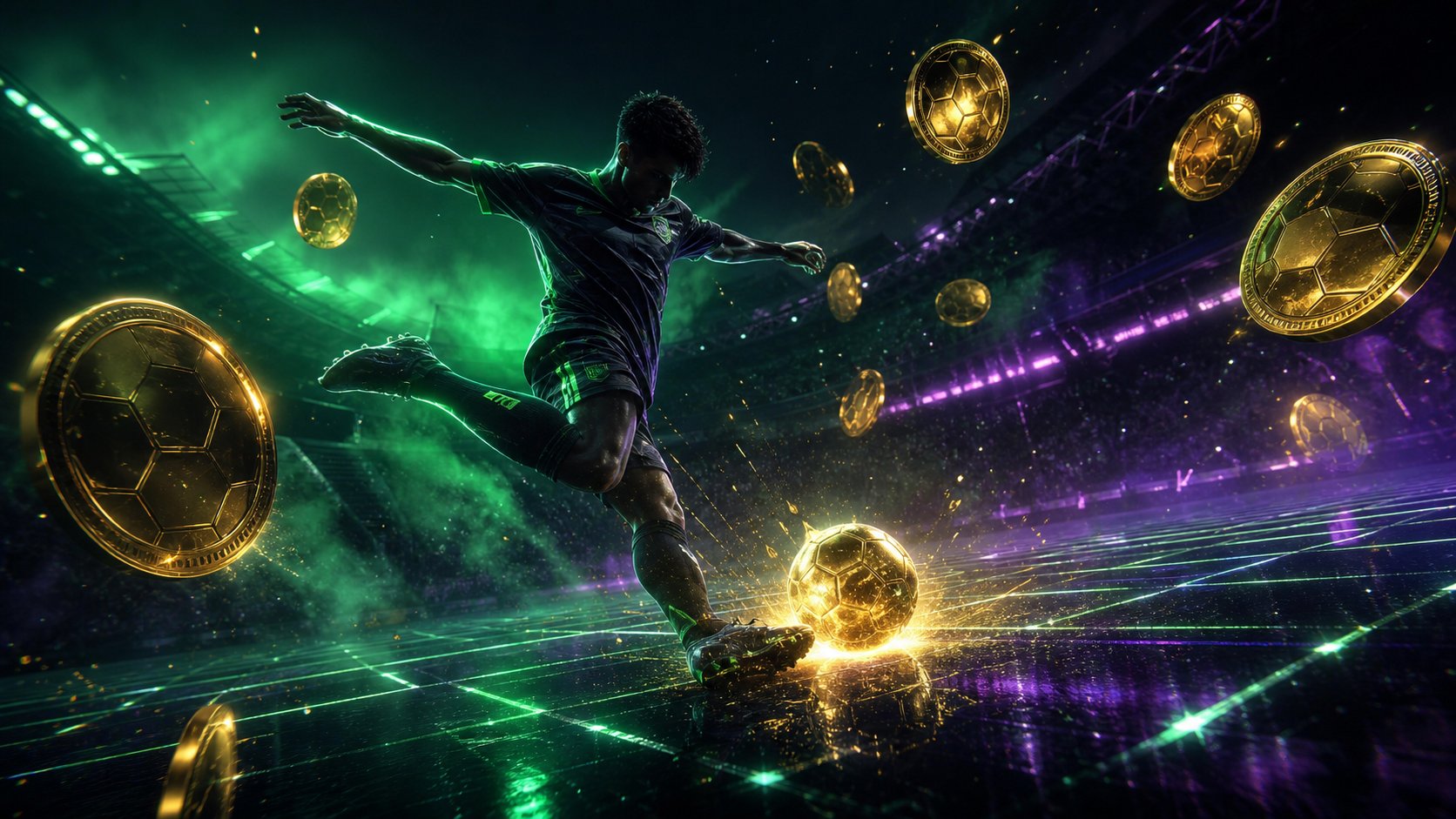 لاعب eFootball بإضاءة نيونية